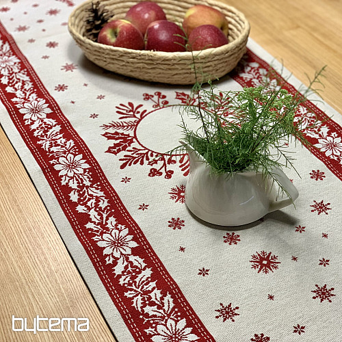 Mantel y pañuelo tapiz FOLK CHRISTMAS rojo