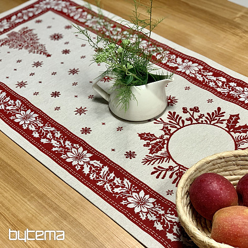 Mantel y pañuelo tapiz FOLK CHRISTMAS rojo