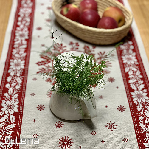 Mantel y pañuelo tapiz FOLK CHRISTMAS rojo