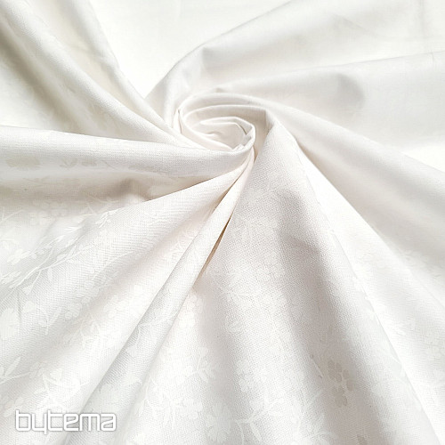 Tela decorativa de algodón MARGELIE flor BLANCO