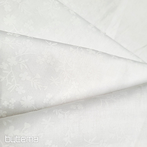 Tela decorativa de algodón MARGELIE flor BLANCO