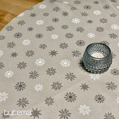 Mantel y bufanda navideños COPOS GRIS BLANCO