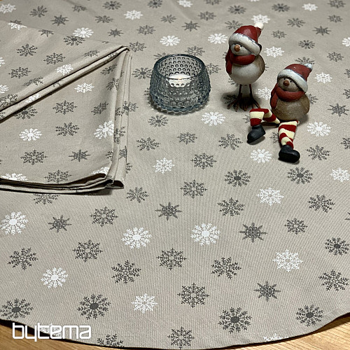 Mantel y bufanda navideños COPOS GRIS BLANCO