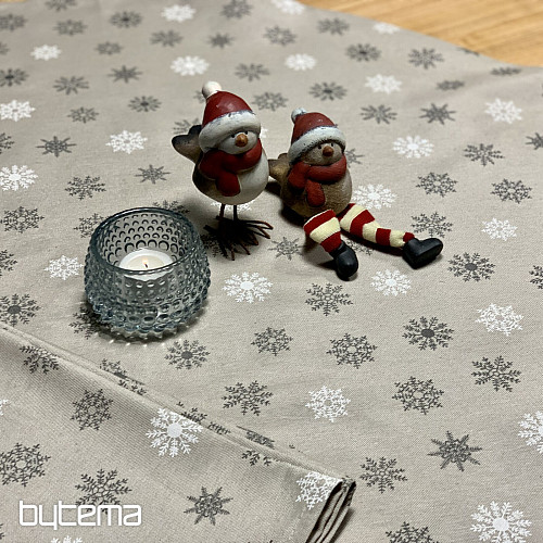 Mantel y bufanda navideños COPOS GRIS BLANCO