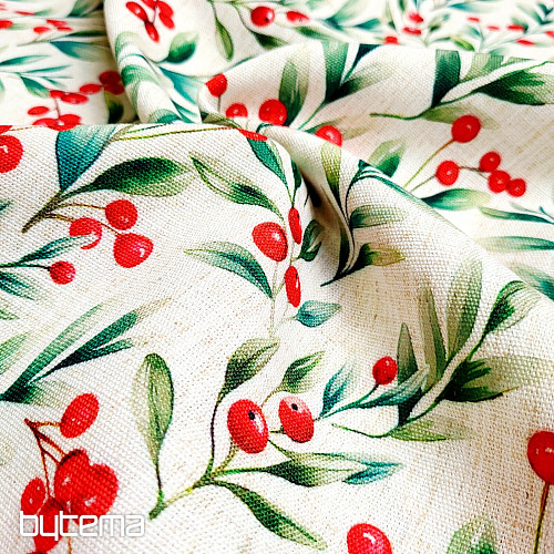 Tela decorativa BAYAS DE NAVIDAD