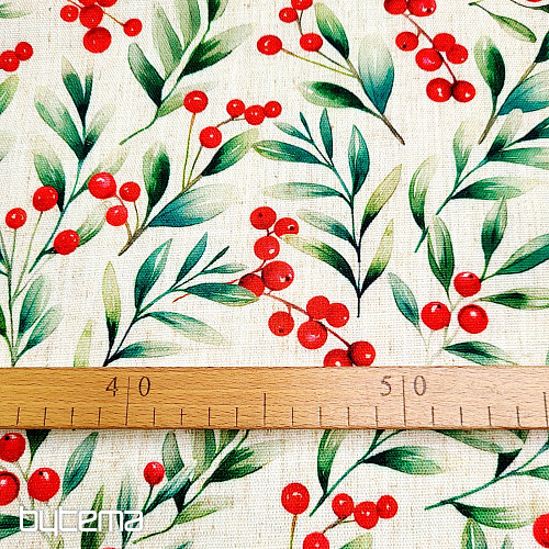 Tela decorativa BAYAS DE NAVIDAD