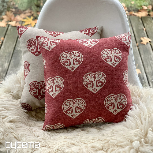 Funda decorativa de lujo CORAZÓN CON CIERVO rojo A