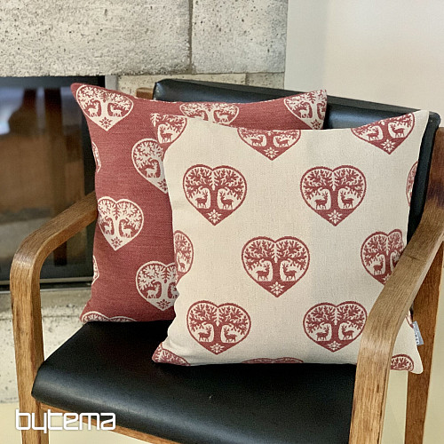 Funda decorativa de lujo CORAZÓN CON CIERVO rojo A