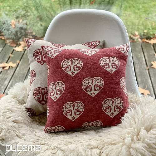 Funda decorativa de lujo CORAZÓN CON CIERVO rojo A