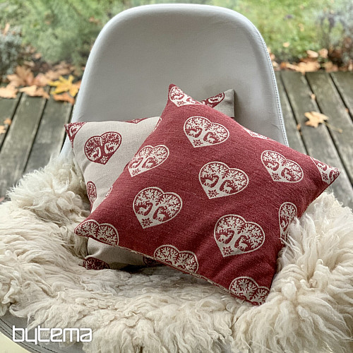 Funda decorativa de lujo CORAZÓN CON CIERVO rojo B