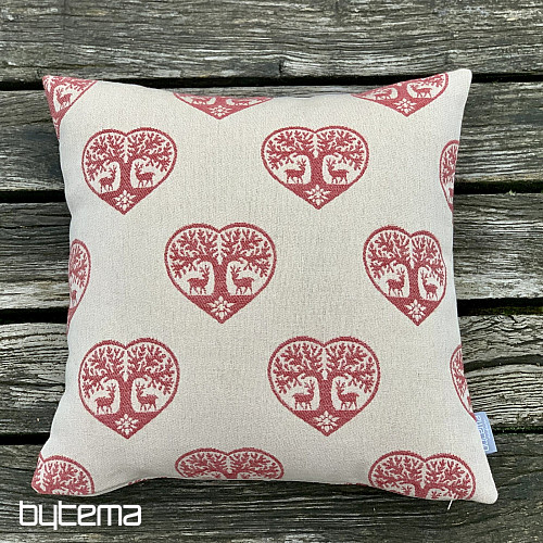 Funda decorativa de lujo CORAZÓN CON CIERVO rojo B