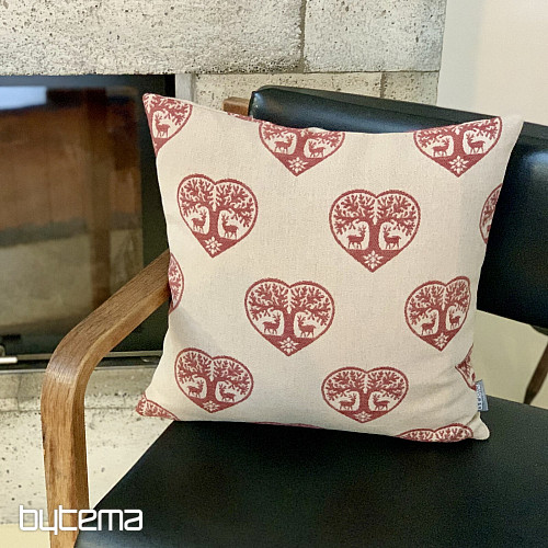 Funda decorativa de lujo CORAZÓN CON CIERVO rojo B