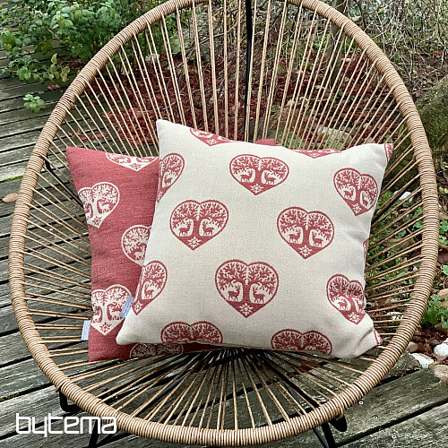 Funda decorativa de lujo CORAZÓN CON CIERVO rojo B
