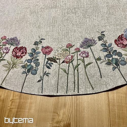 Mantel redondo de tapiz FLORES TIME