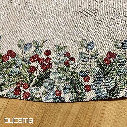 Mantel redondo de tapiz navideño con rosas de Navidad