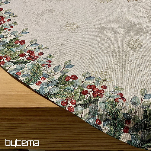 Mantel redondo de tapiz navideño con rosas de Navidad