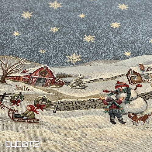 Mantel redondo navideño de tapiz ALEGRÍA DE LA NAVIDAD