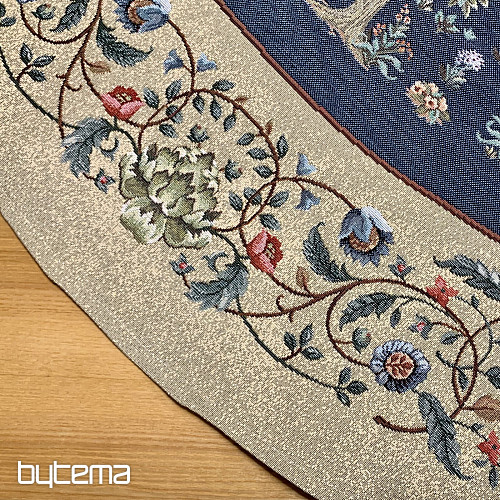 Mantel redondo de tapiz ÁRBOL DE LA FELICIDAD azul