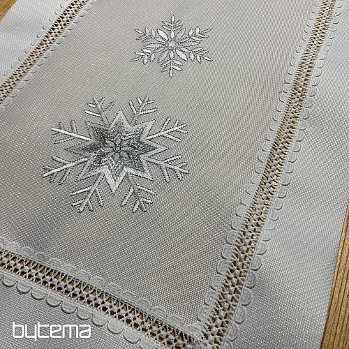 Mantel navideño bordado COPOS DE PLATA