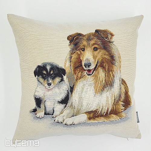 Tapiz con la portada de Collie y cachorro