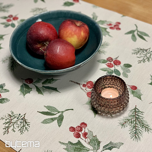 Mantel y bufanda navideños VERDE ACEBO