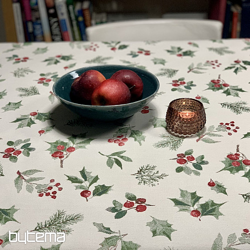 Mantel y bufanda navideños VERDE ACEBO