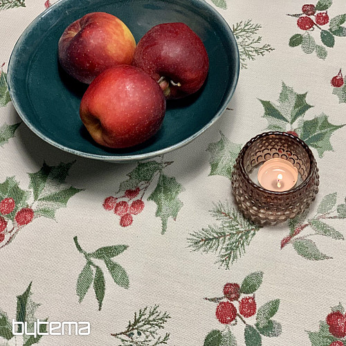 Mantel y bufanda navideños VERDE ACEBO