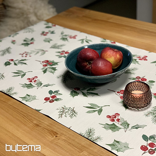 Mantel y bufanda navideños VERDE ACEBO