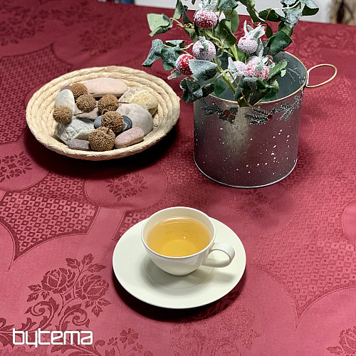 Mantel damasco burdeos 120x140