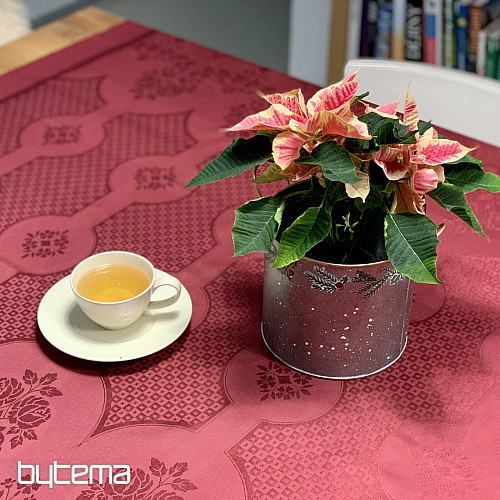 Mantel damasco burdeos 120x140