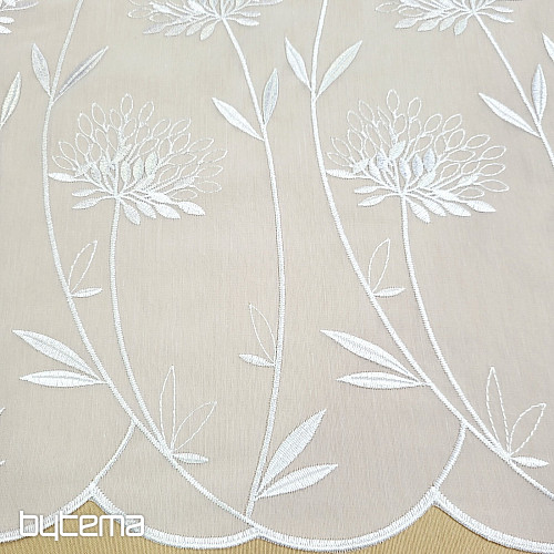 Cortina de lujo GERSTER 11868 blanca bordada