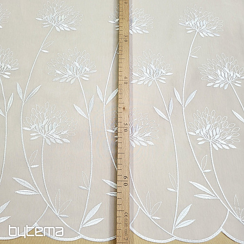 Cortina de lujo GERSTER 11868 blanca bordada