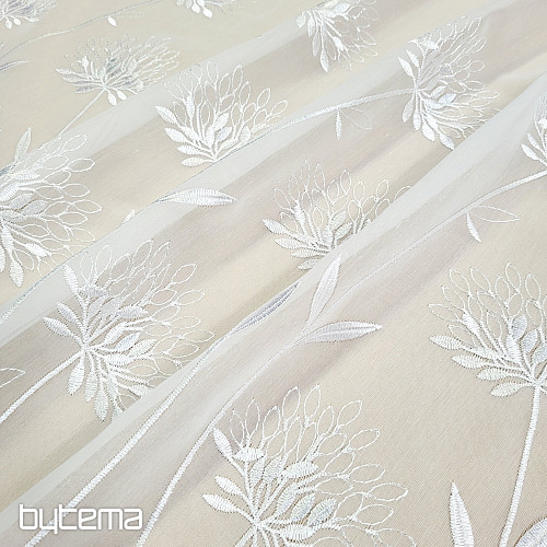 Cortina de lujo GERSTER 11868 blanca bordada