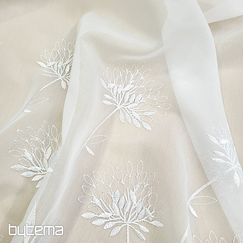 Cortina de lujo GERSTER 11868 blanca bordada