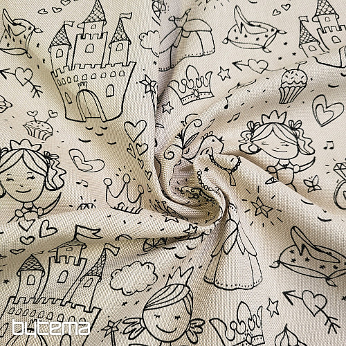 PRINCESA pintando tela sobre fondo liso