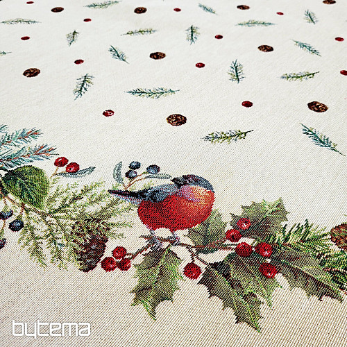 Mantel tapiz navideño redondo PÁJARO DE INVIERNO