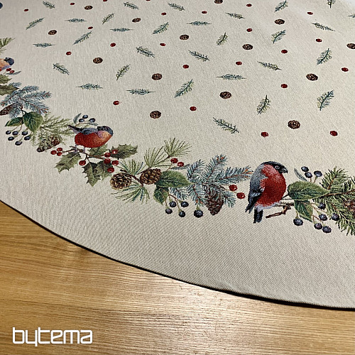 Mantel tapiz navideño redondo PÁJARO DE INVIERNO