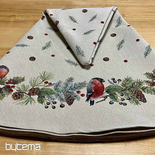 Mantel tapiz navideño redondo PÁJARO DE INVIERNO