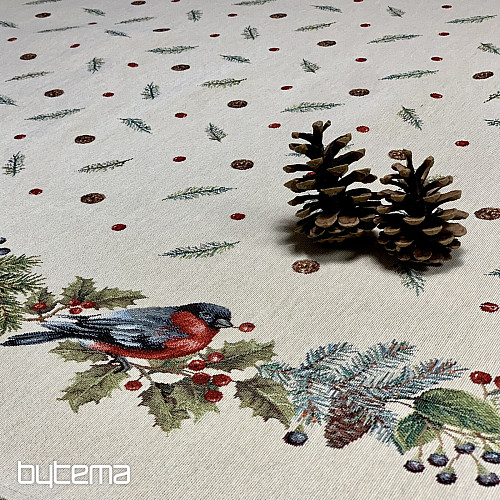 Mantel tapiz navideño redondo PÁJARO DE INVIERNO