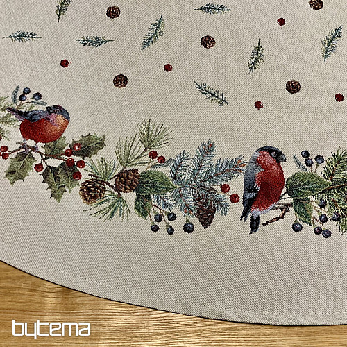 Mantel tapiz navideño redondo PÁJARO DE INVIERNO
