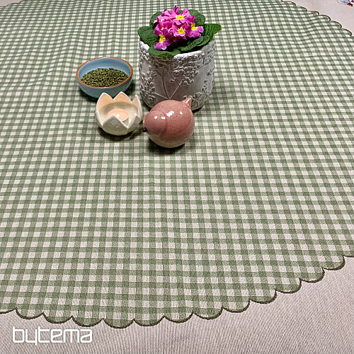 Mantel tapiz redondo HUSSIČKY CUADROS VERDES