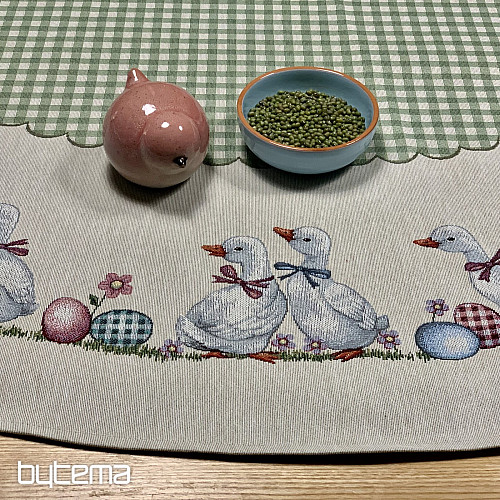 Mantel tapiz redondo HUSSIČKY CUADROS VERDES