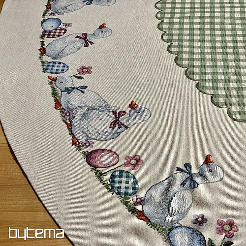 Mantel tapiz redondo HUSSIČKY CUADROS VERDES