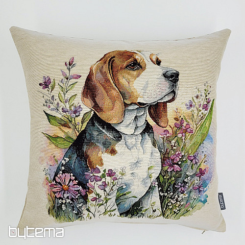 Funda de almohada tapiz Beagle en el prado