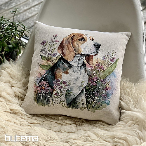 Funda de almohada tapiz Beagle en el prado