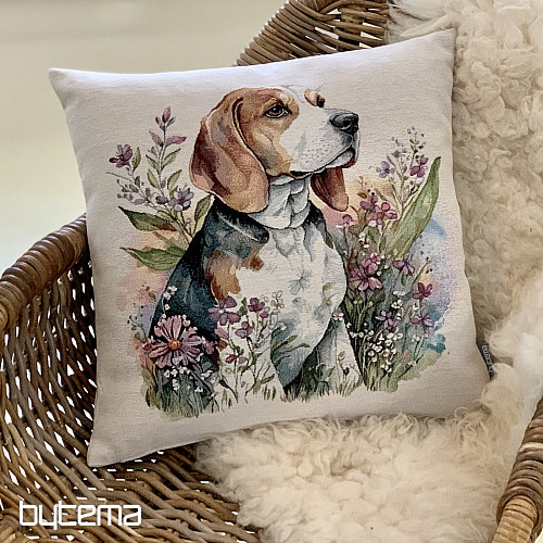 Funda de almohada tapiz Beagle en el prado