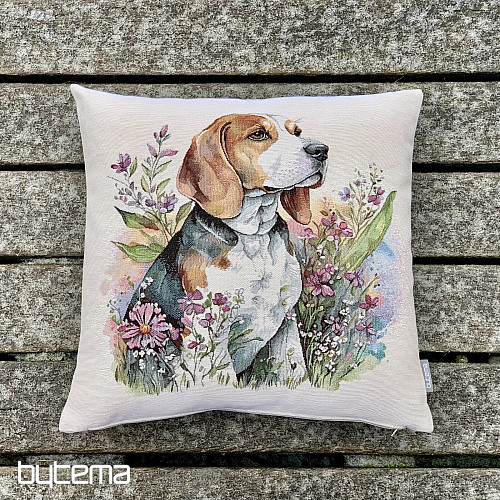 Funda de almohada tapiz Beagle en el prado