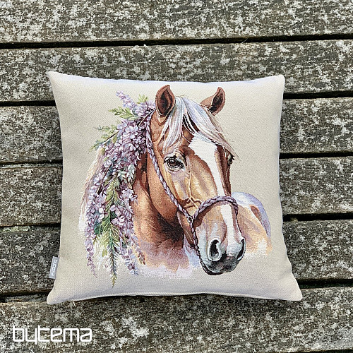 Funda de almohada tapiz CABALLO CON FLORES
