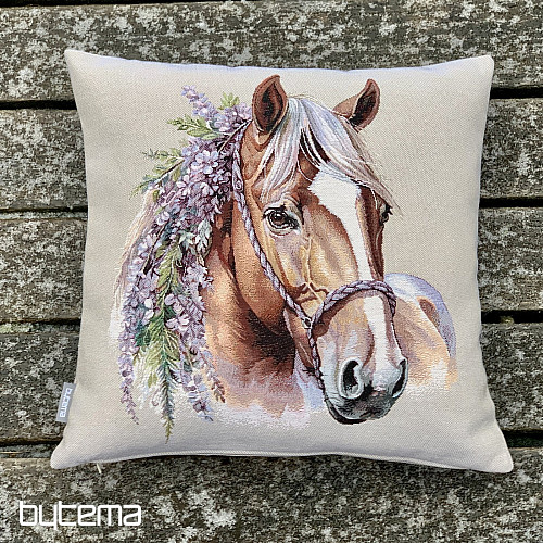 Funda de almohada tapiz CABALLO CON FLORES