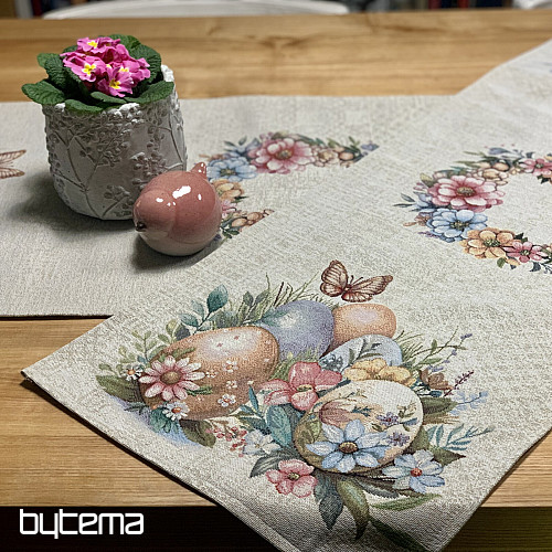 Mantel y bufanda de Pascua HUEVOS EN LA HIERBA